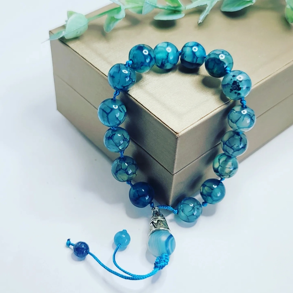 Blue agate prayer bracelet